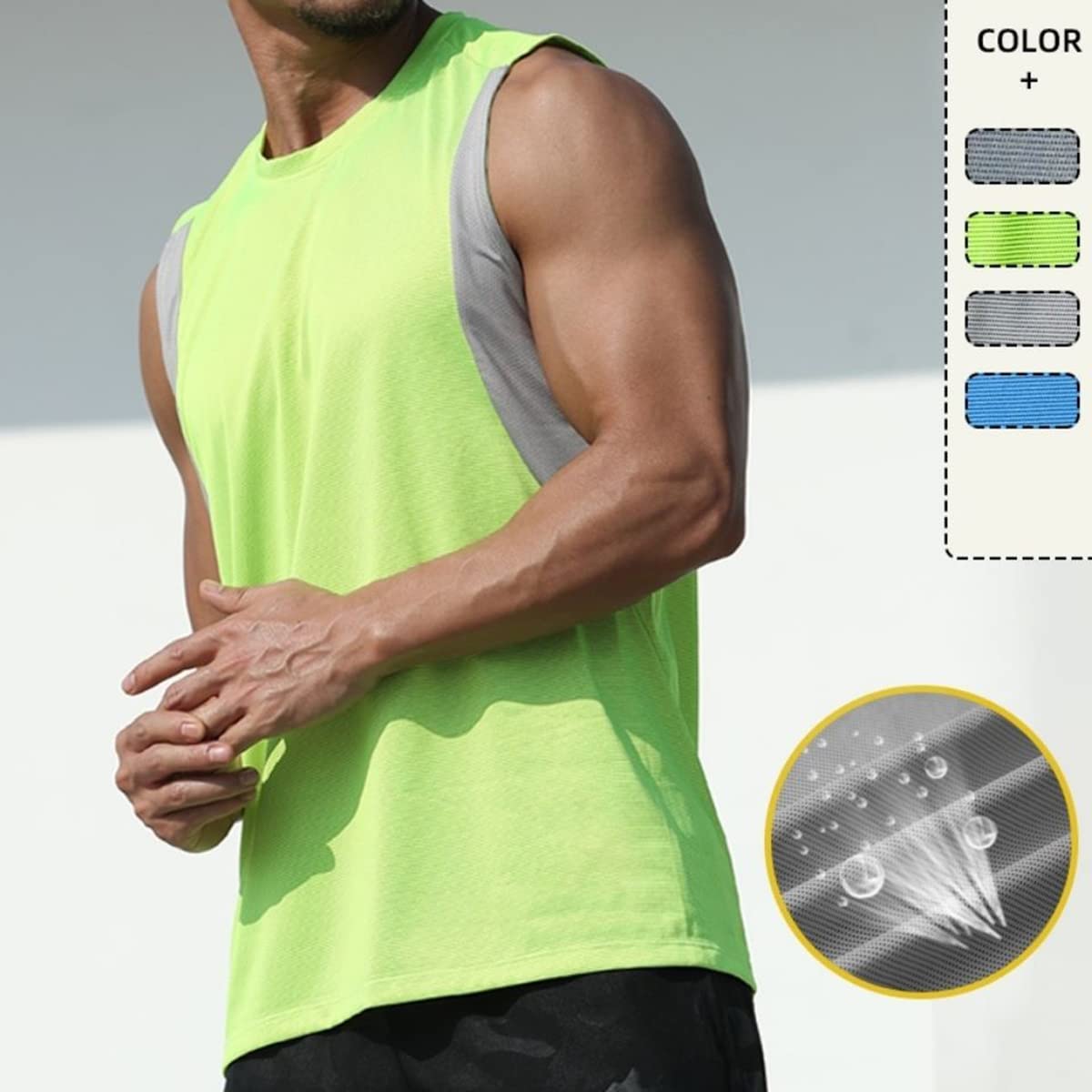 Magiftbox Mens Workout Muscle Tanks Gym Vest Fitness Jogging Sports Mesh Cool Tank Tops Quick-Dry T52_Green_US-S