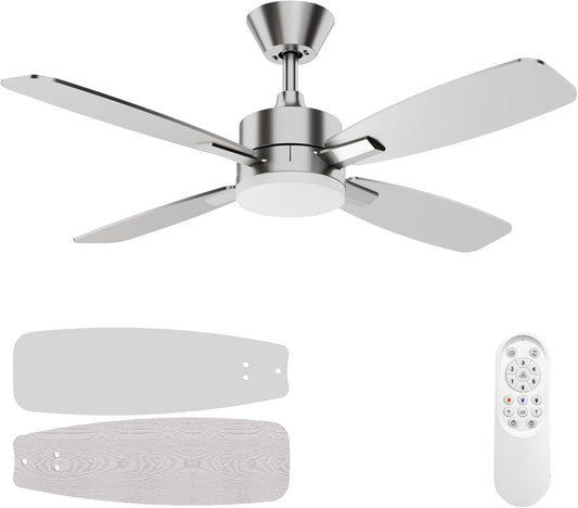 52-Inch Ceiling Fan with Remote Control & Dimmable Light - Noiseless DC Motor for Indoor/Outdoor Use