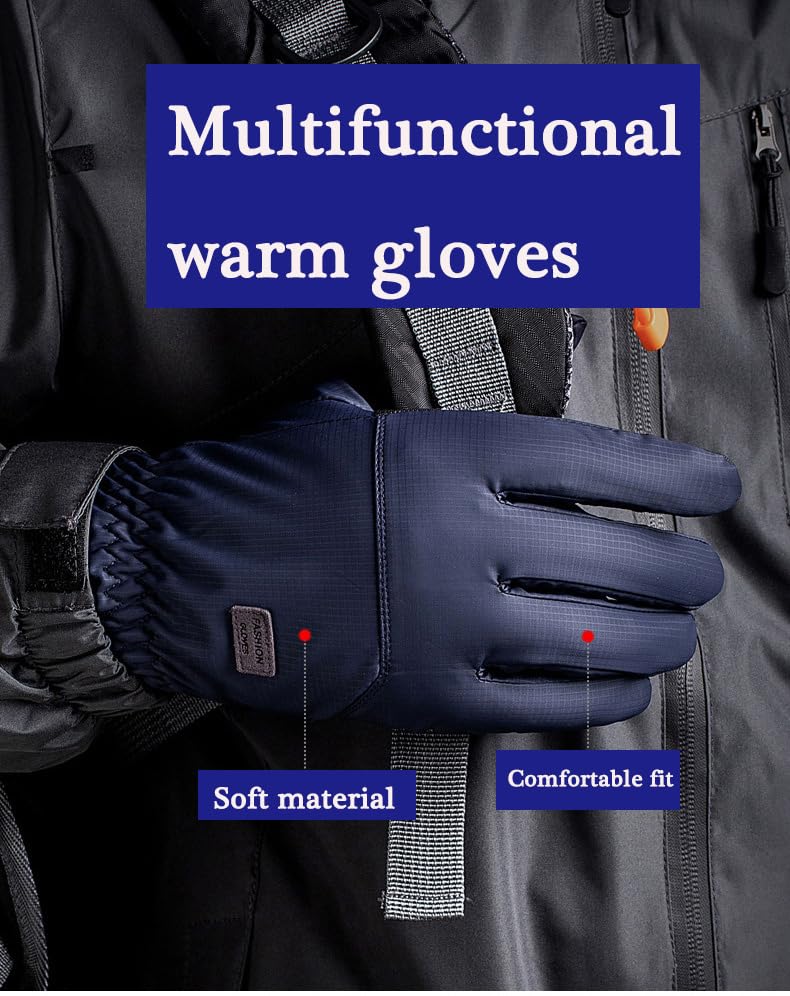 Winter Waterproof Ski Gloves for Men & Women - Deep Blue