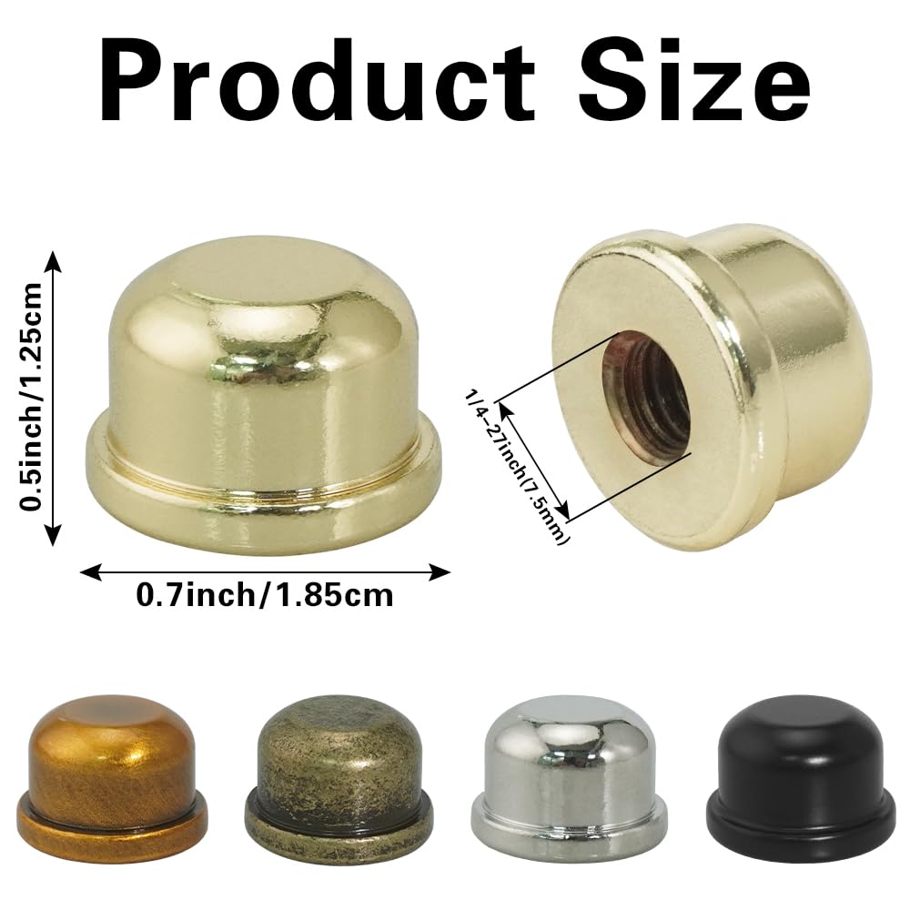 Asjeumt 10 Pcs Lamp Finial 5 Colors Lamp Toppers Screw on Solid Finials for Light Harp Lampshade Finial, Replacement Lamp Shade Screws Cap Knob - 2 Each Of Antique Gold, Silver, Black, Bronze, Gold