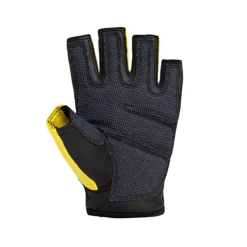 STING Weight Lifting Gloves - Triple Reinforced Palms, Aniline Leather & Neoprene Top - Gym Gloves for Crossfit, Powerlifting & Workout - Yellow, Small - Men & Women