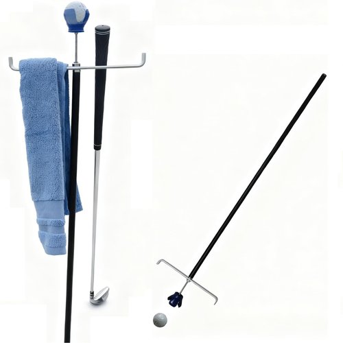 Mars Golf Golf Bag Stand Attachment, Combining Three Major Functions, it can Stand up Golf Bags, Golf Clubs, and Pick up Balls. (Bring a Ball Picker)