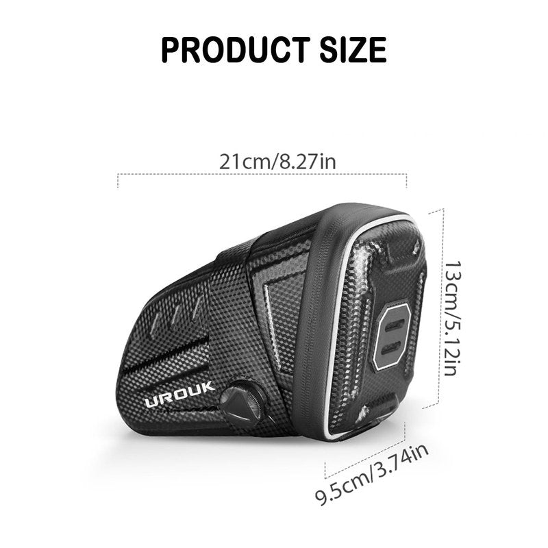 UROUK Bike Saddle Bag For Rear Rack Waterproof,Bike Seat Bag Black，Bike Pack Under Seat 1.5L