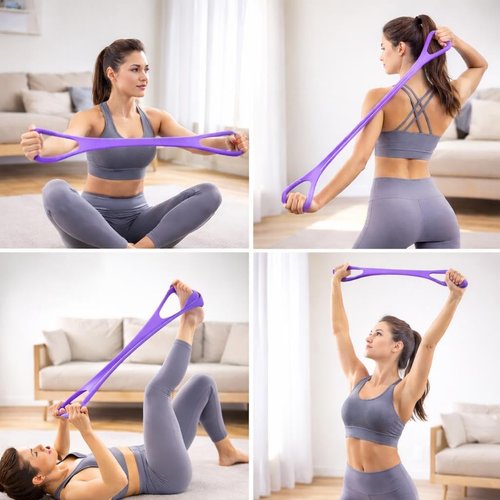Figure 8 Resistance Band - Versatile Stretch Band for Arms, Legs & Core - Portable Home Fitness Equipment, Purple