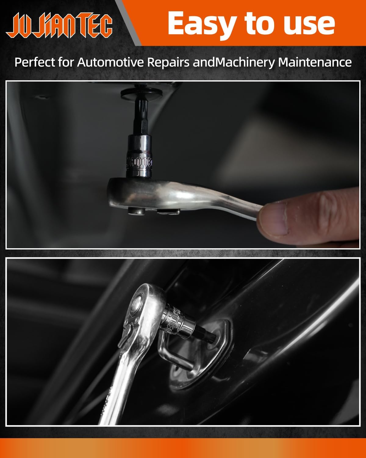 JU JIAN TEC XZN Triple Square Spline Bit Socket Set, 10 Piece, Metric sized, M4 - M18 Set, Premium chrome vanadium Alloy Steel, with Molded Case