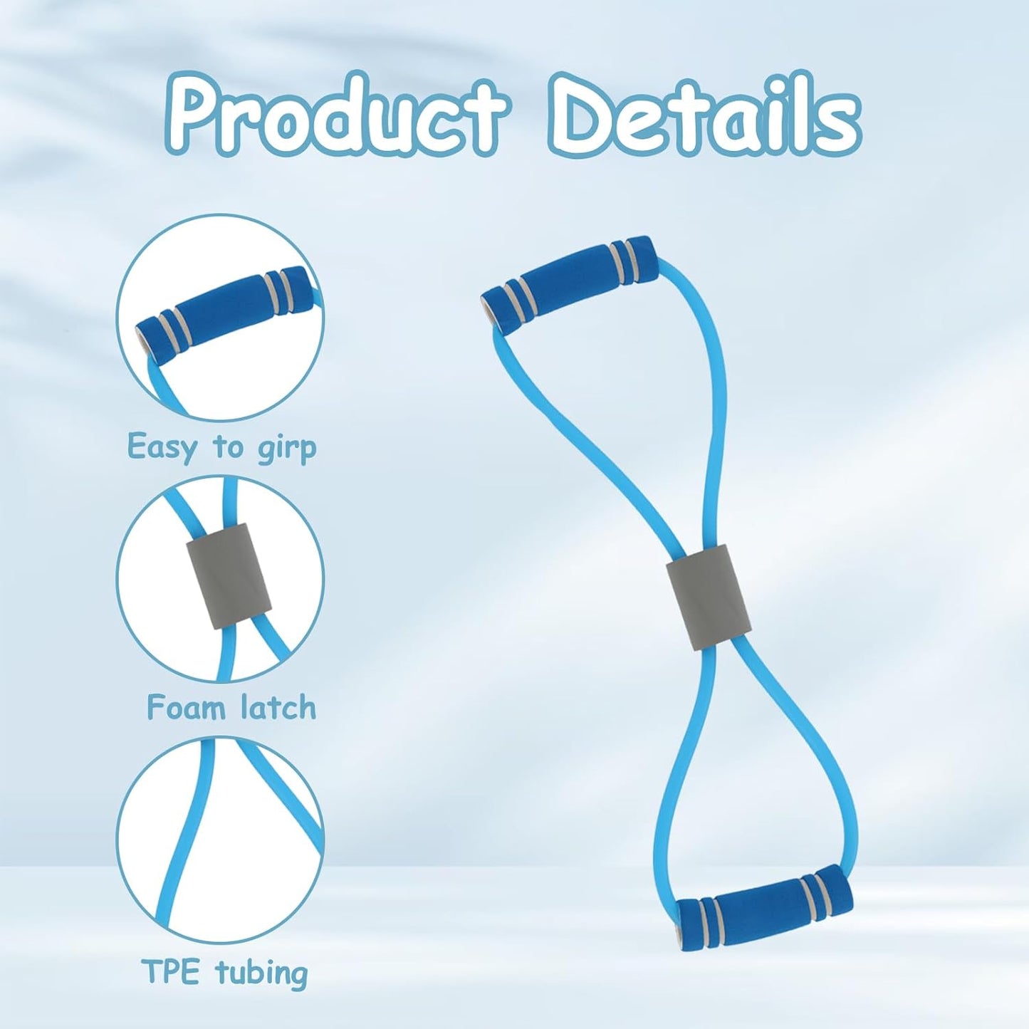 Saludea Resistance Bands - 3-Piece Figure 8 Set with Handles for Full-Body Strength Training | Pink, Purple, Blue