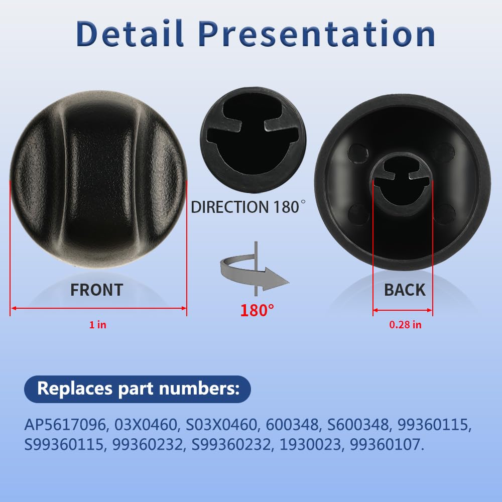 Upgraded 2Pcs S99360232 Range Hood Knob, S600348 Vent Hood Fan Control Knob Replacement Part fit for Broan Nutone, Black