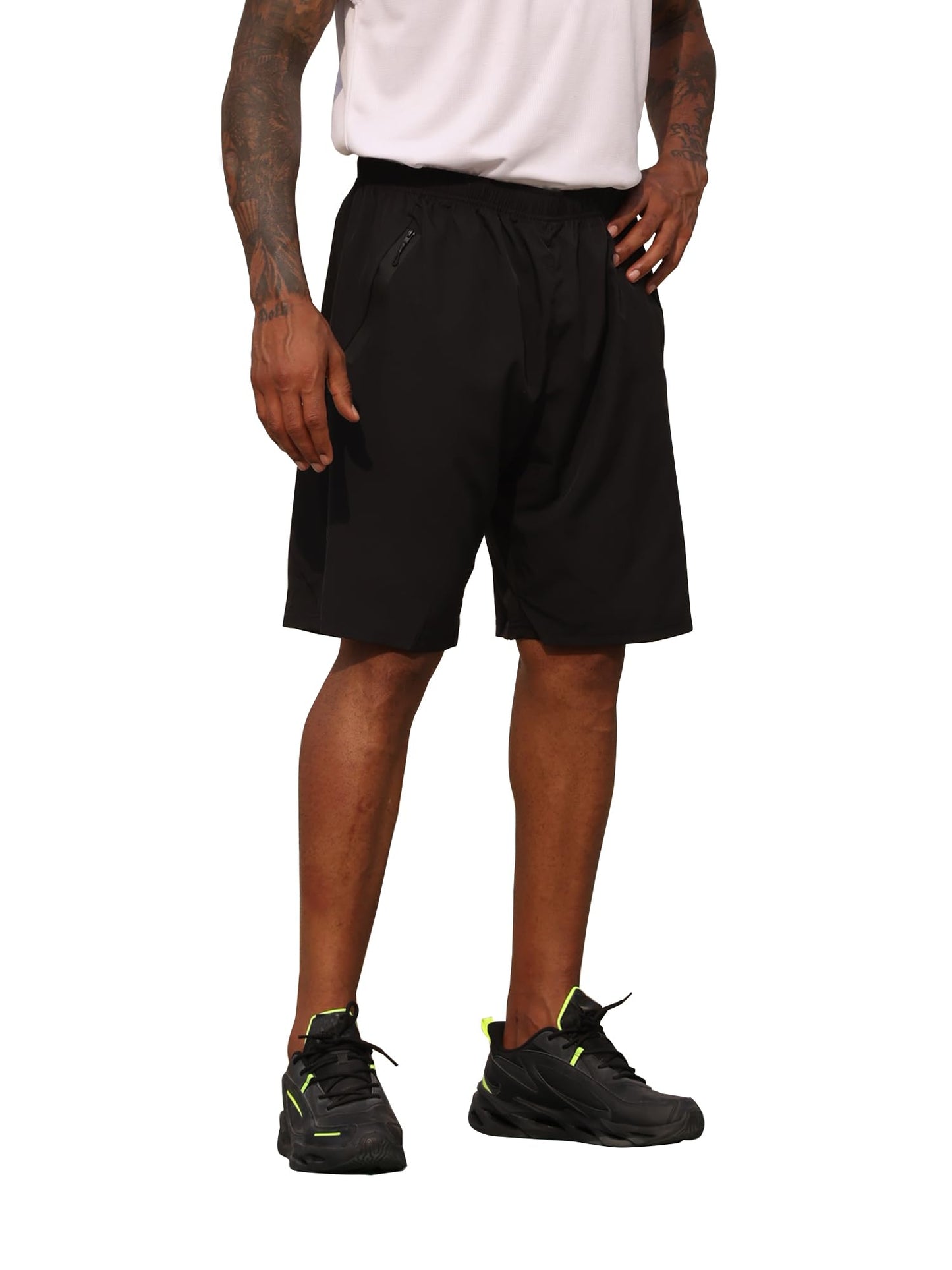 BUYJYA 3 Pack Men's Athletic Running Shorts Gym Basketball Lightweight Casual Short with Zipper Pocket Gift