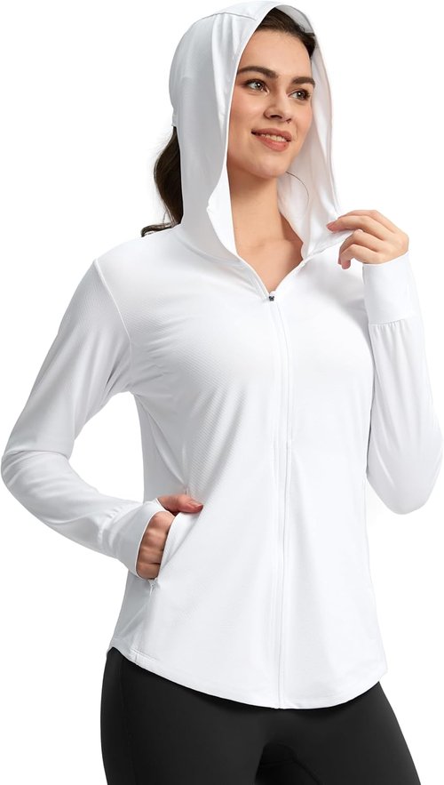 G Gradual Women's Sun Protection Hoodie Jacket - UPF 50+, Lightweight, Long Sleeve, 4 Pockets, Ponytail Hole