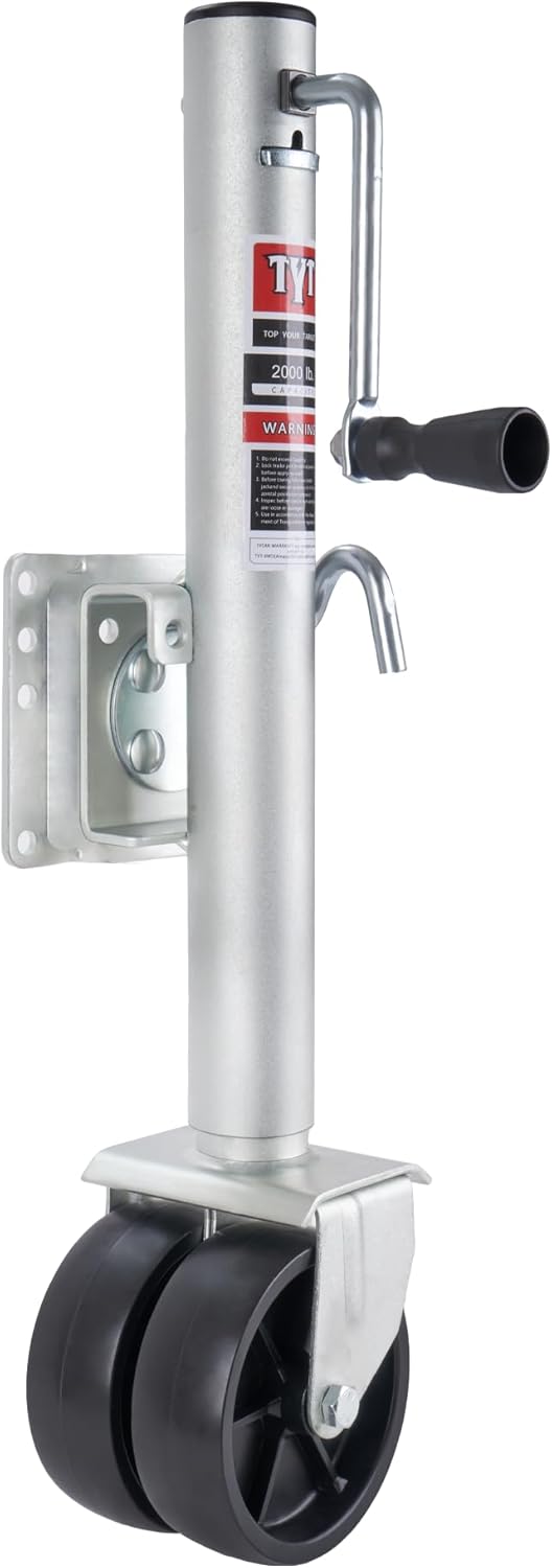 TYT Heavy-Duty Boat Trailer Jack - 2000 lbs Capacity, 12-Inch Lift, Zinc-Plated with 6-Inch Dual Wheels
