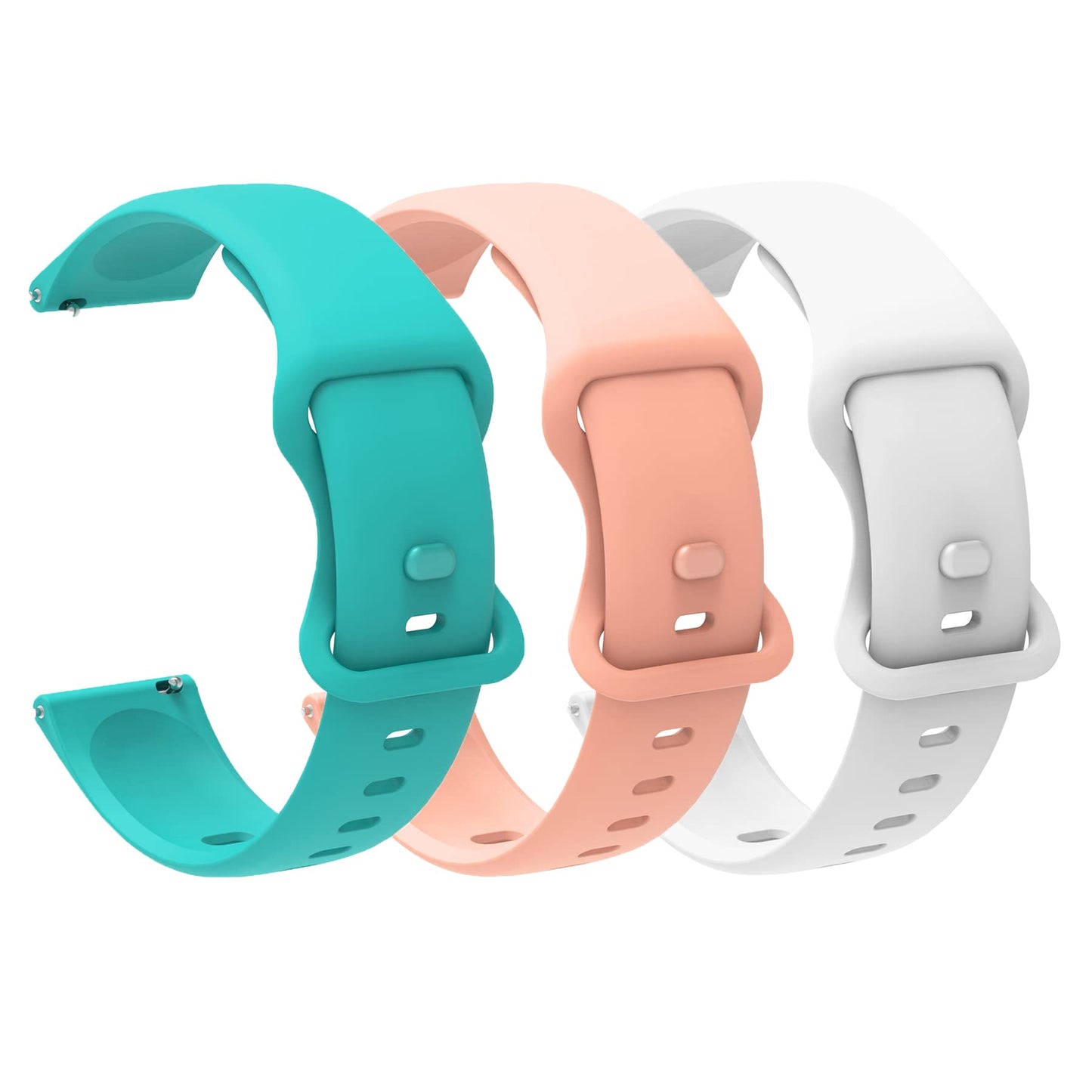 Compatible for iTouch Sport 4 Band, Lamshaw 20mm Quick Release Classic Watch Bands Soft Silicone Bands Bracelet Sports Strap for Compatible with iTouch Sport 4 / Sport 3 / AIR 3 40MM Smartwatch (3 Pack-White+Pink+Green)