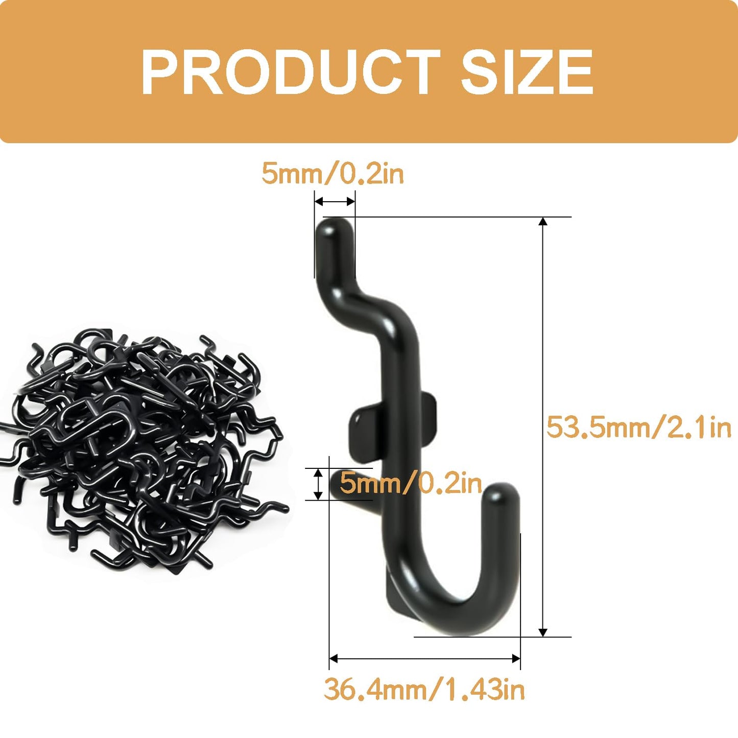 zDwfDc 100PCS Pegboard Hooks Plastic Peg Board J Hooks for Hanging Black Pegboard Hooks J Hook Accessories, for 1/4" Pegboards DD017-100