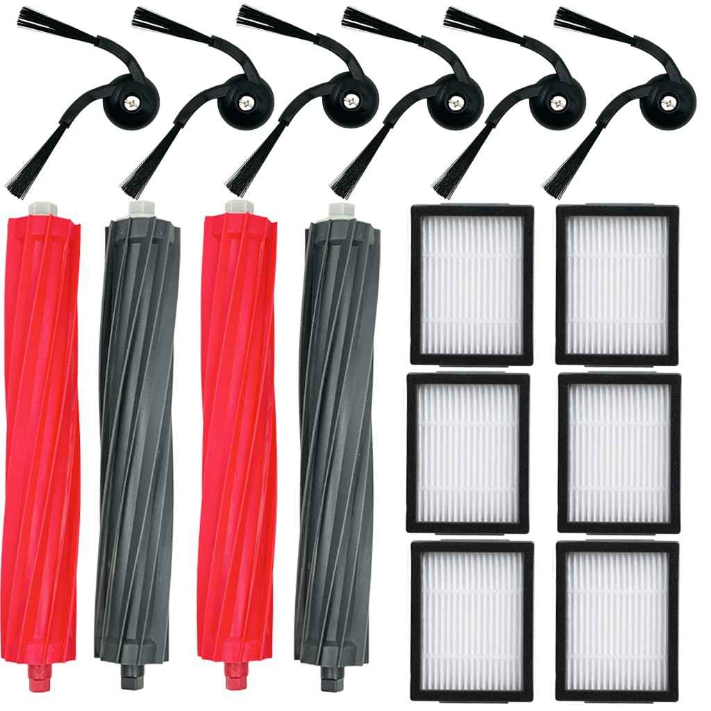 Replacement Parts accessories for iRobot Roomba e5 e6 i1 i2 i3 i4 i5 i6 i7 i8 j5 j6 j7 j8 and all Plus i e j Series Vacuum Cleaner 2 Set Roller Brushes 6 HEPA Filters 6 Tangle-Free Side Brushes