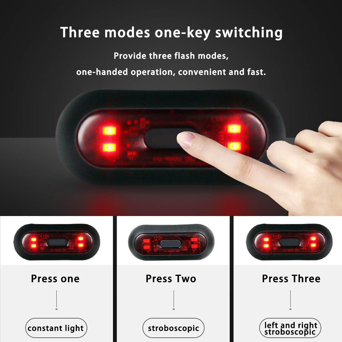 MACHSWON LED Motorcycle Helmet Light,Bike Helmet Light, Motorcycle Helmet Brake Light/Bike Bicycle LED Safety Warning Helmet Lights for Night Riding, Chargeable Cable