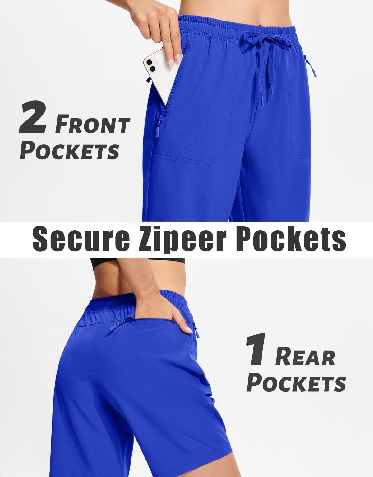 MAGCOMSEN Womens Golf Shorts with Pockets Lightweight 8" Hiking Shorts Quick Dry Water Resistant Dark Blue S