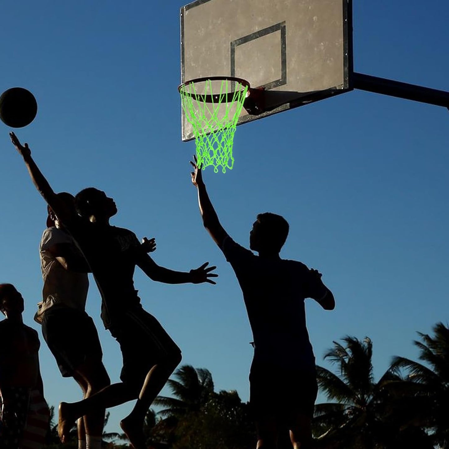 Skiennix Nightlight Basketball Net - Portable Luminous Nylon Net for All Weather | 12 Loops