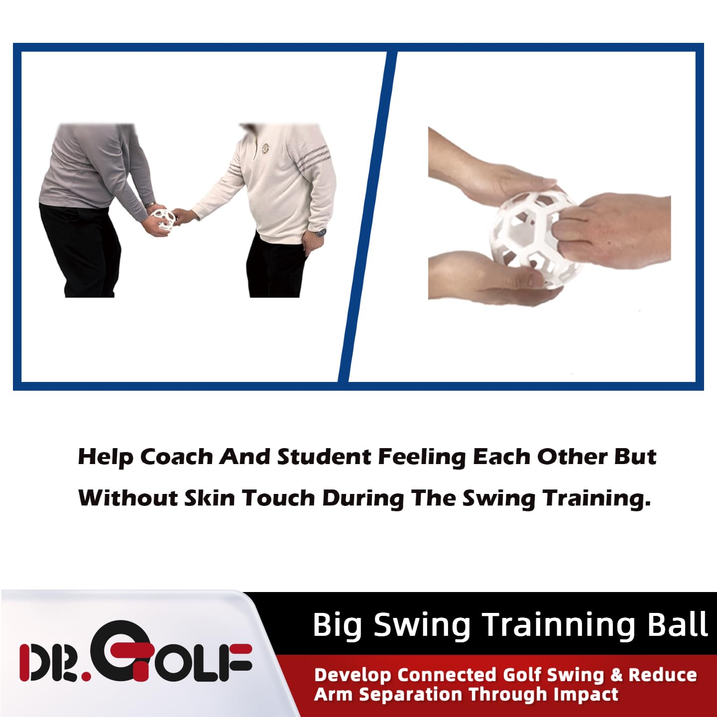 Dr. Golf Big Swing Training Ball - Advanced Muscle Memory Trainer for Arm-Hand Synchronization, Develop Connected Golf Swing & Reduce Arm Separation Through Impact (White)