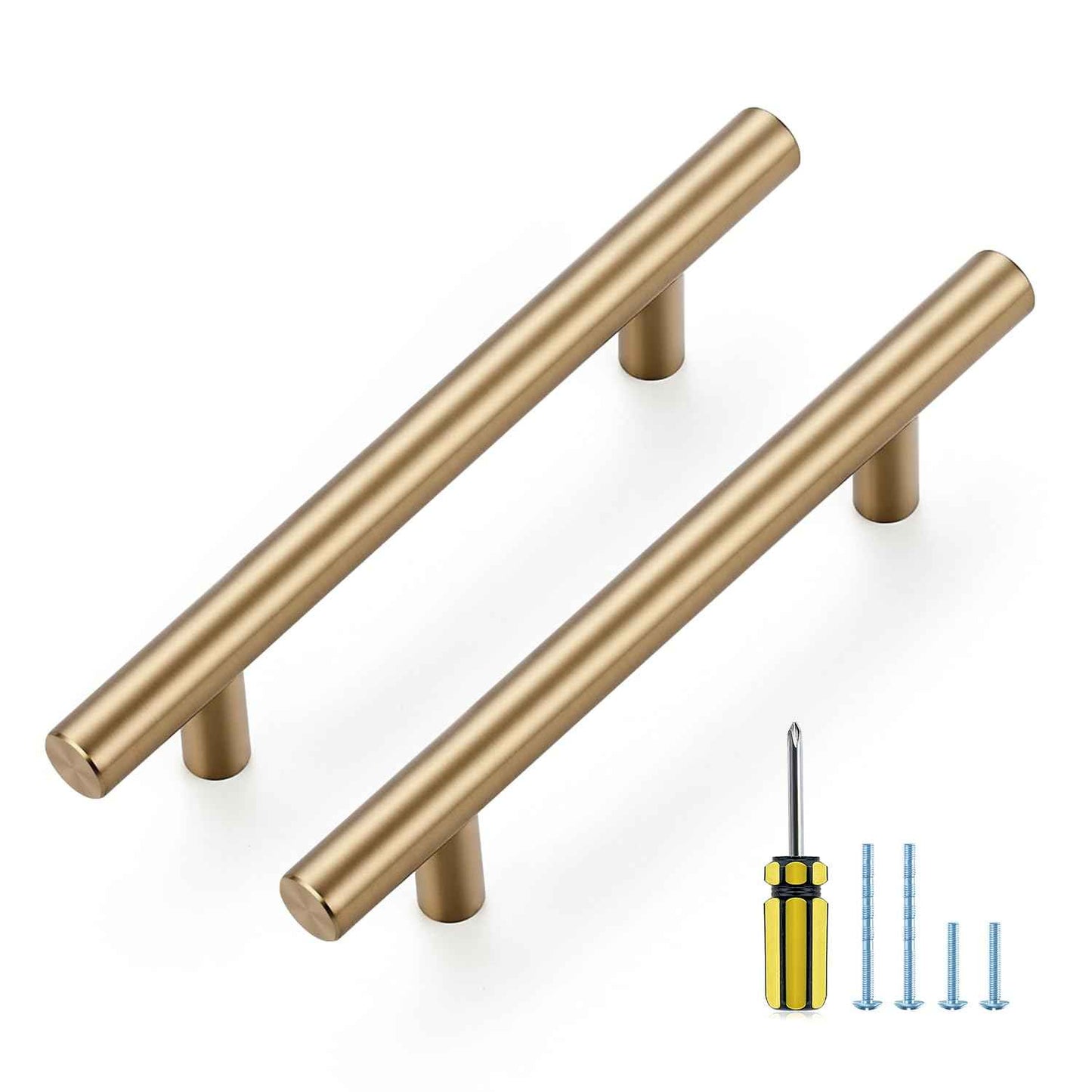 Ravinte 10 Pack Kitchen Cabinet Handles Champagne Bronze 3-3/4 Inch Hole Center Stainless Steel Pulls for Dresser Drawer Cupboard Handles with Screwdriver, 6 Inch Length