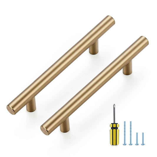 Ravinte 10 Pack Kitchen Cabinet Handles Champagne Bronze 3-3/4 Inch Hole Center Stainless Steel Pulls for Dresser Drawer Cupboard Handles with Screwdriver, 6 Inch Length