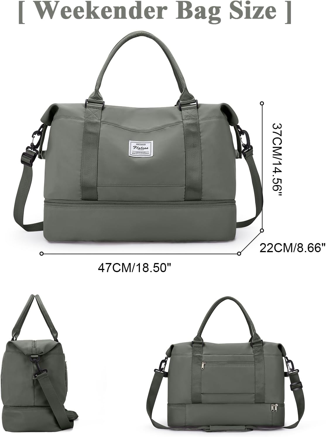 Skiennix Travel Duffel Bag - Shoes Compartment & Carry-On Design | Perfect for Weekend Getaways 18x14x8
