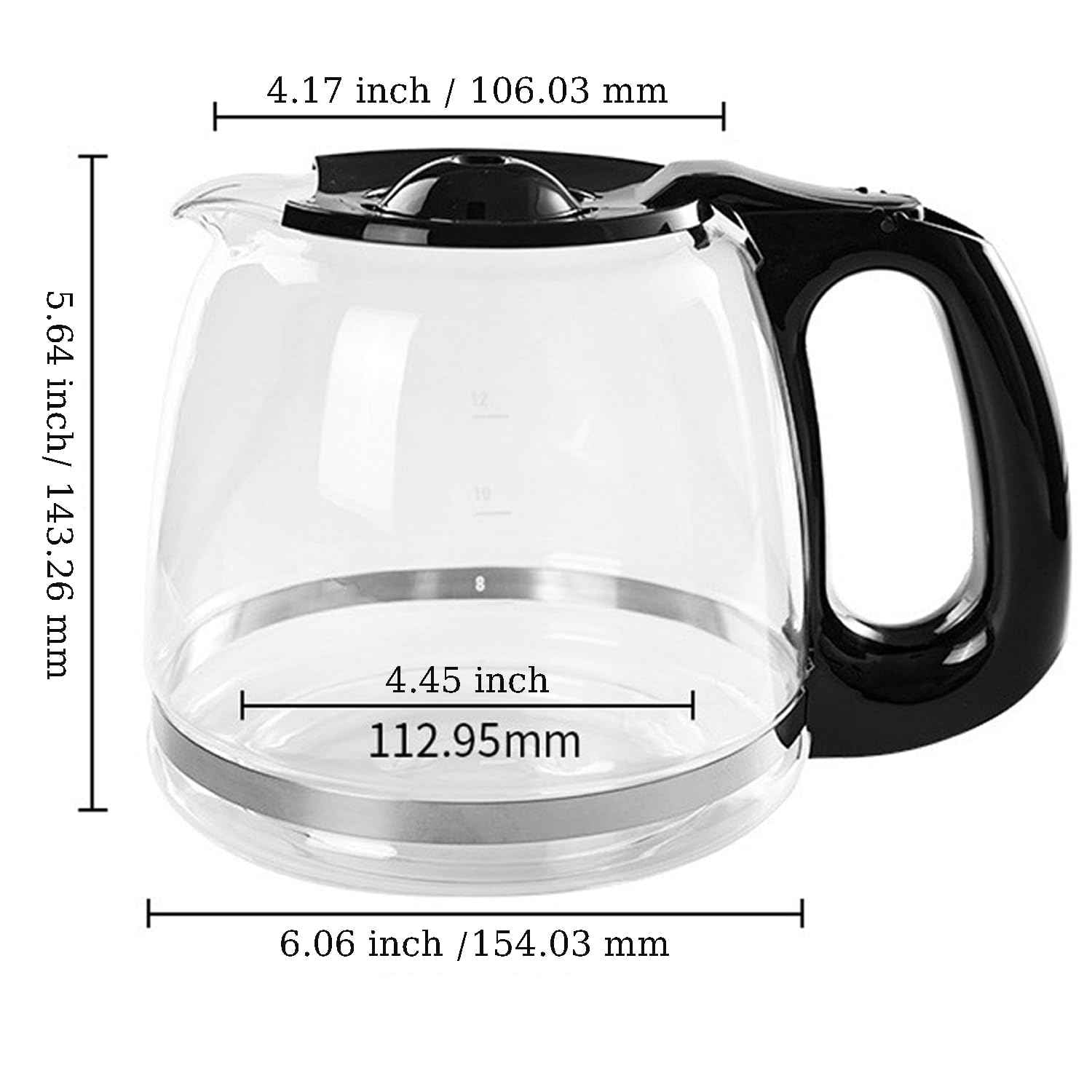 12-Cup Coffee Pot replacement Carafe Compatible with Black and Decker Coffee Maker Many Models CM1160B, CM1160W