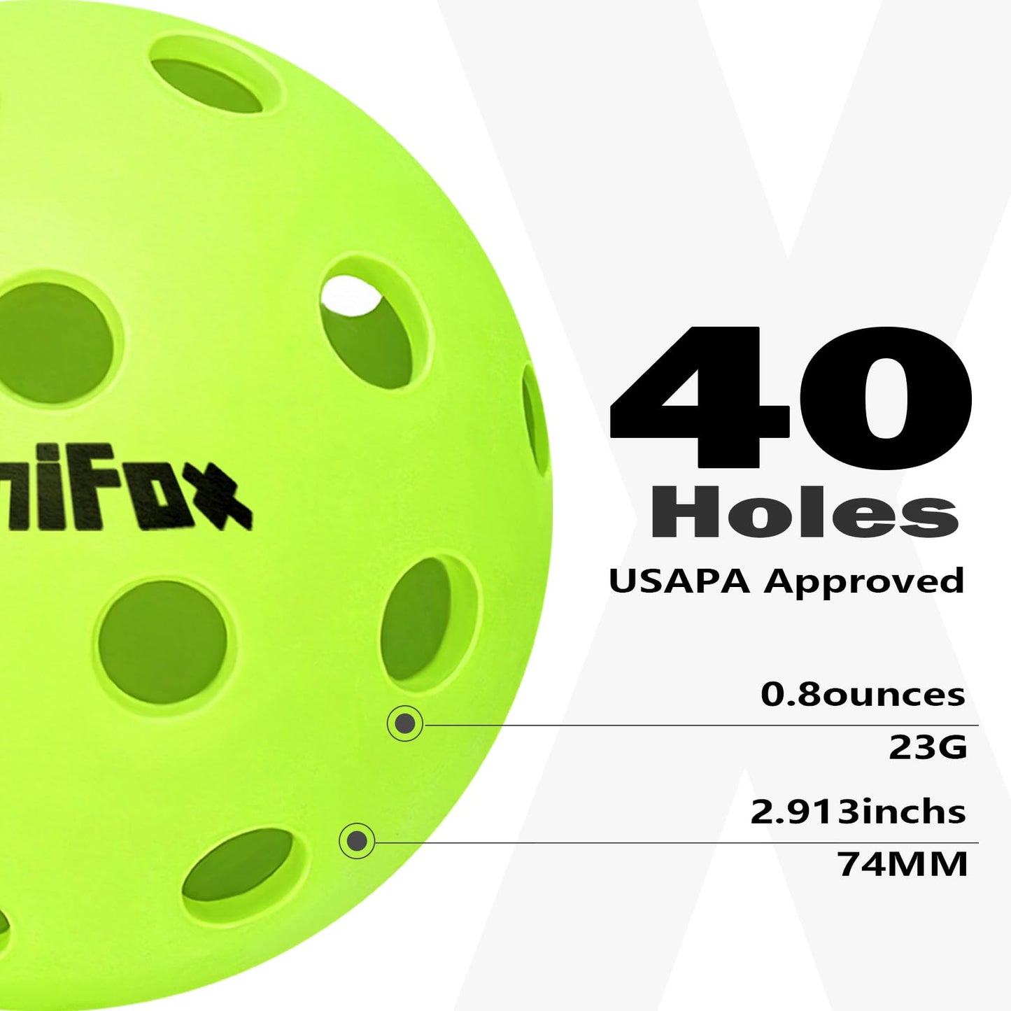 Foni Fox Pickleball Balls, 3/6 Pack 40 Holes, High Visibility & Bounce, Durable for All Skill Levels (6)