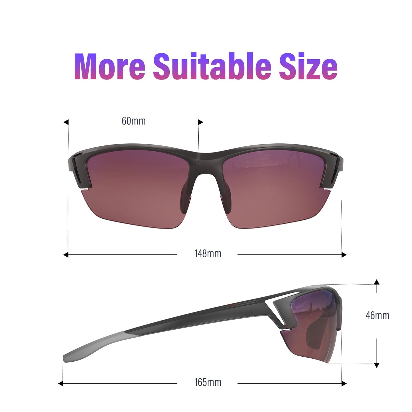 Bloomoak Sport Golf Sunglasses,Wrap UV400 Protection/Vented Frame Prevent Fogging/Superior Visual Clarity to Find Ball (Rose - 24% Light Transmission for)