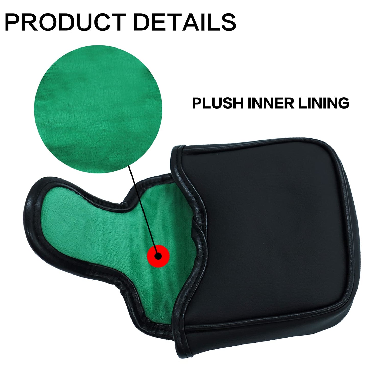 FINGER TEN Golf Putter Cover Mallet Headcover with Magnetic Closure Protective Golf Club Covers (Black)