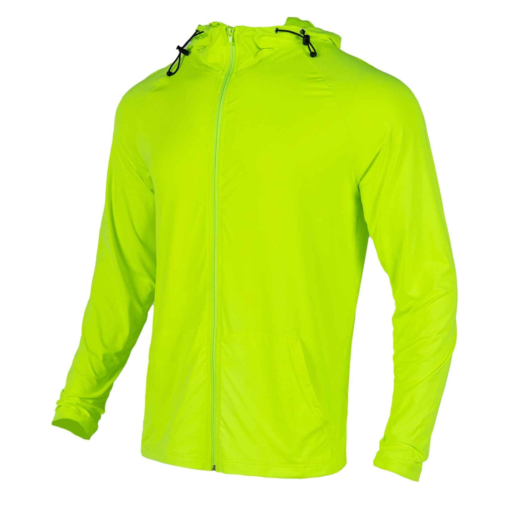 Men’s Quick Dry UPF50+ Sun Protection Hi Vis Long Sleeve Shirts,Full Zip Safety Hoodie,4-Way Stretch Construction Shirts for Men Breathable Yellow
