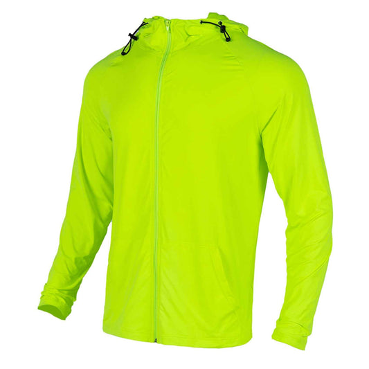 Men’s Quick Dry UPF50+ Sun Protection Hi Vis Long Sleeve Shirts,Full Zip Safety Hoodie,4-Way Stretch Construction Shirts for Men Breathable Yellow