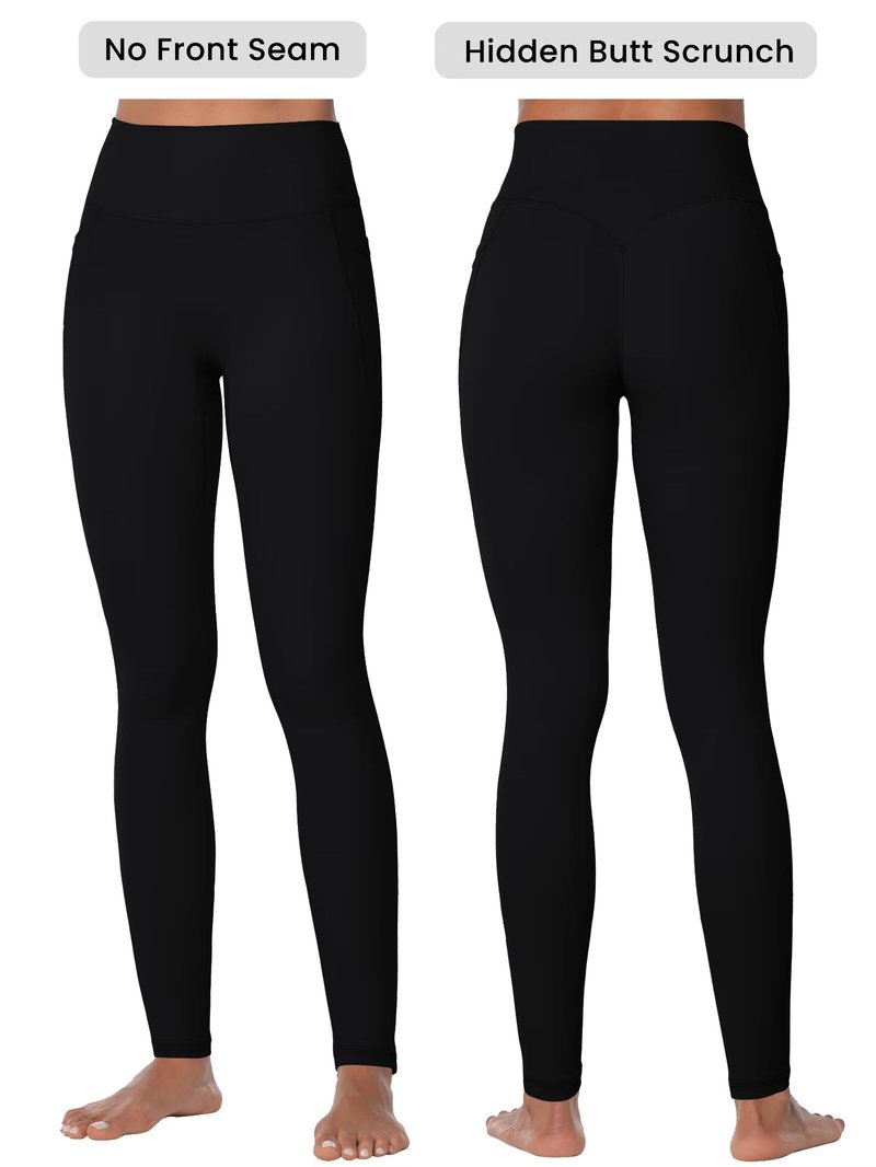 Sunzel Sustainable Butt Lifting Leggings for Women, High Waisted No Front Seam Tummy Control Booty Scrunch Workout Yoga Pants 28" Black Medium