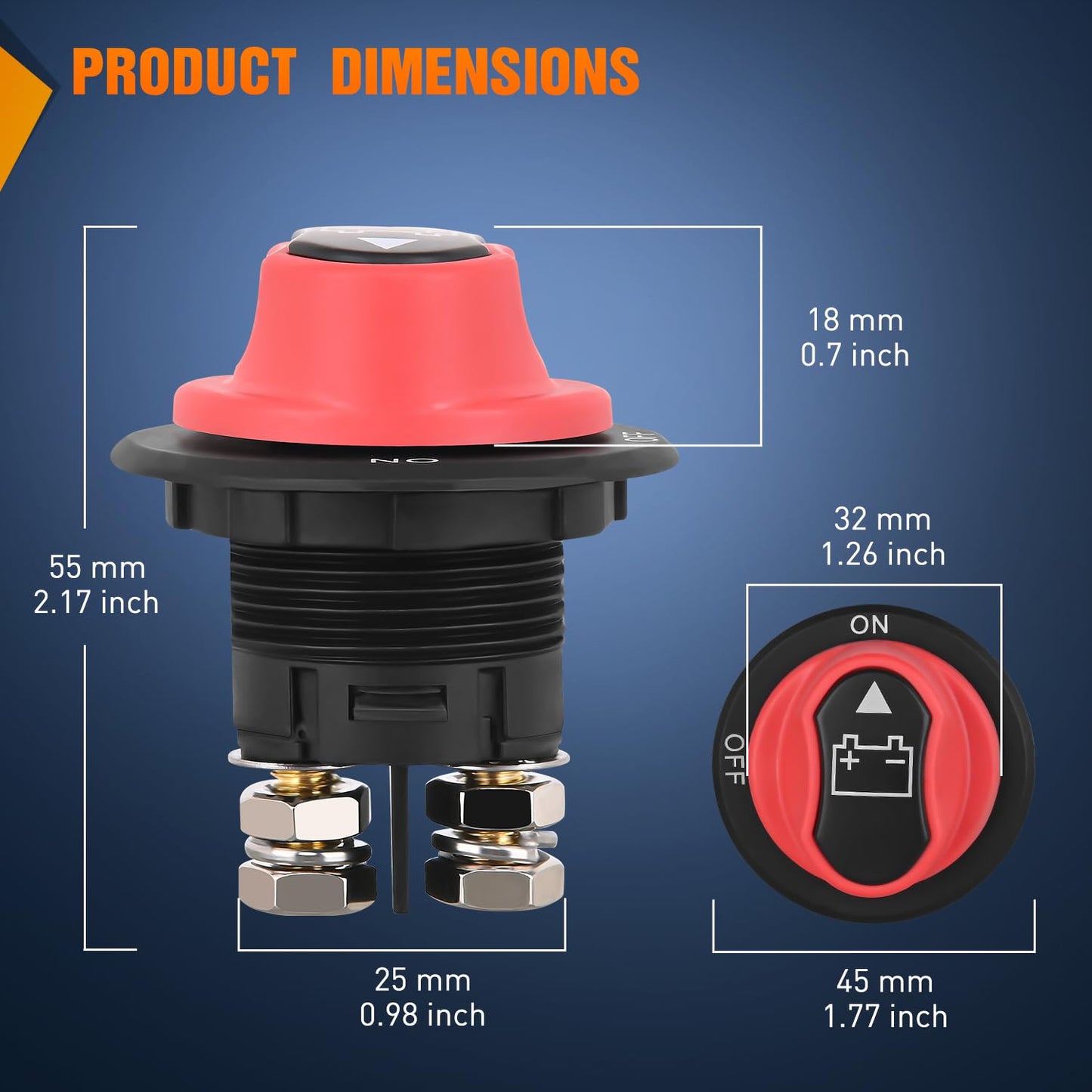 Nilight 100A Battery Disconnect Switch - Waterproof Master Isolator for 12V-48V Marine, RV, Car, ATV | 2-Year Warranty