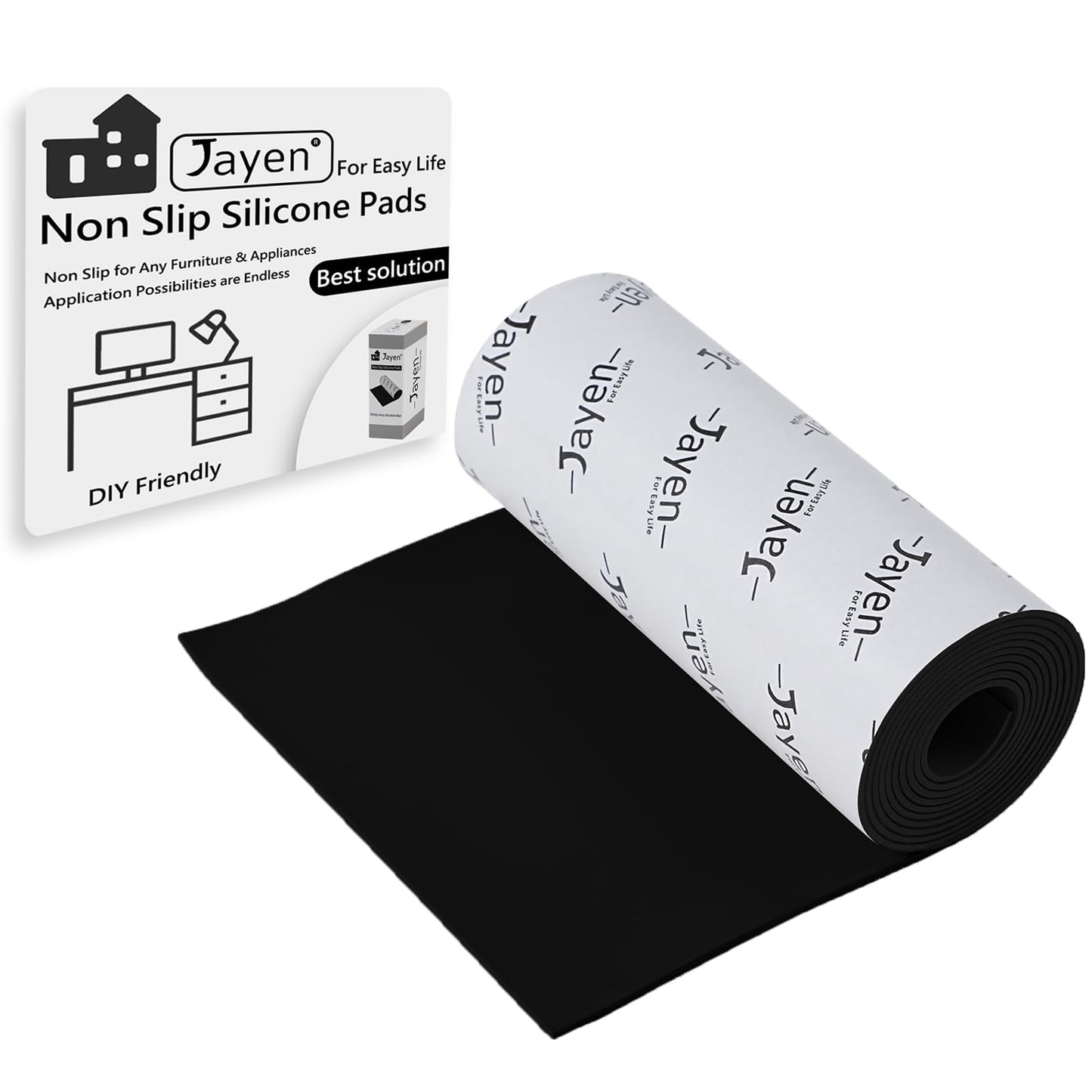 Non Slip Self Adhesive Silicone Cuttable Furniture Pads - 5x40 inch Anti-Sliding Rubber Floor Protectors for Any Furniture and Appliances