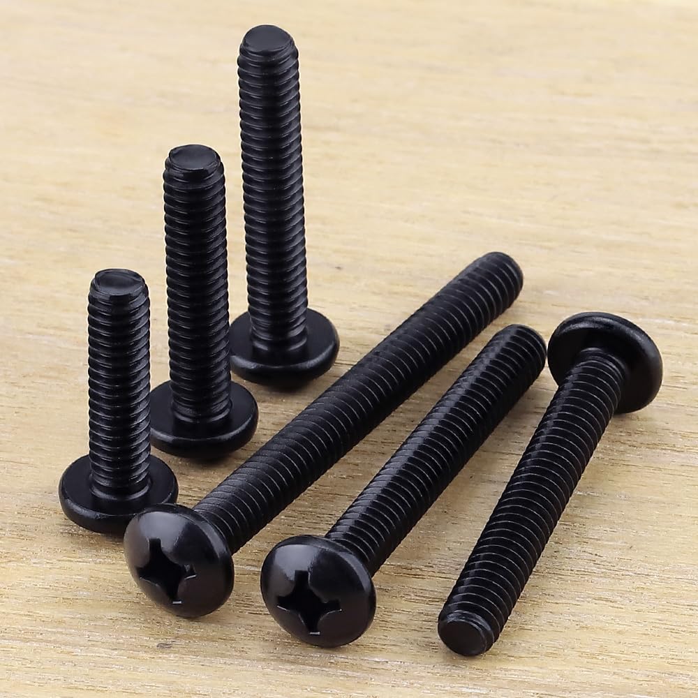 #10-32 x 1 Pan Head Machine Screws Black, Phillips Drive, 304 Stainless Steel 18-8, Black Oxide Coated Finish, Corrosion Resistant Round Head Machine Screws, Full Thread, Coarse Thread, 50 PCS