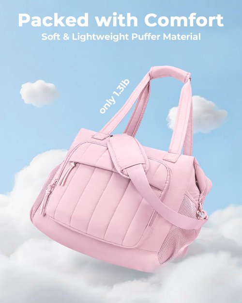 Puffer Cooler Bag 35 Cans Insulated Soft Cooler for Women Lightweight Ice Chest Leakproof & Portable Lunch Coolers for Picnic, Beach, Camping, Work, Travel, Trip (Pink)