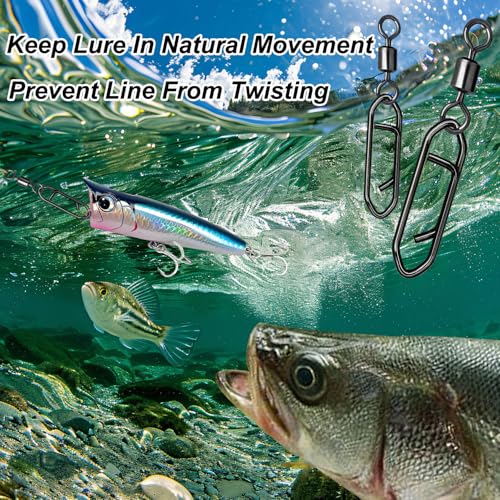 ENERHIKE 70Pcs Fishing Snaps & Barrel Swivels Set - High Strength Tackle for Saltwater & Freshwater