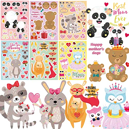 Mothers Day Crafts for Kids, 36 Sticker Sheets Mothers Day Gifts Bulk, Happy Mother's Day Crafts for Kids Classroom DIY Preschool Toddlers Arts for Mom Kit Make Cards to Grandmother