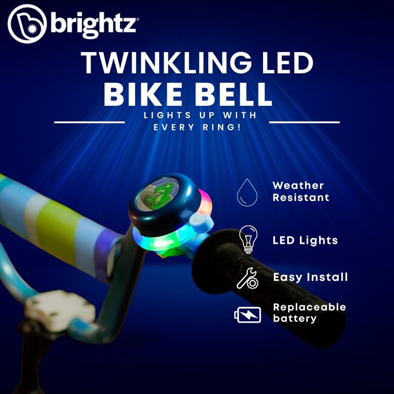 Space Brightz – Light Up Dinosaur Blue Kids Bike Bell – Bike Bell for Boys, Boys Bike Bell, Bicycle Bell