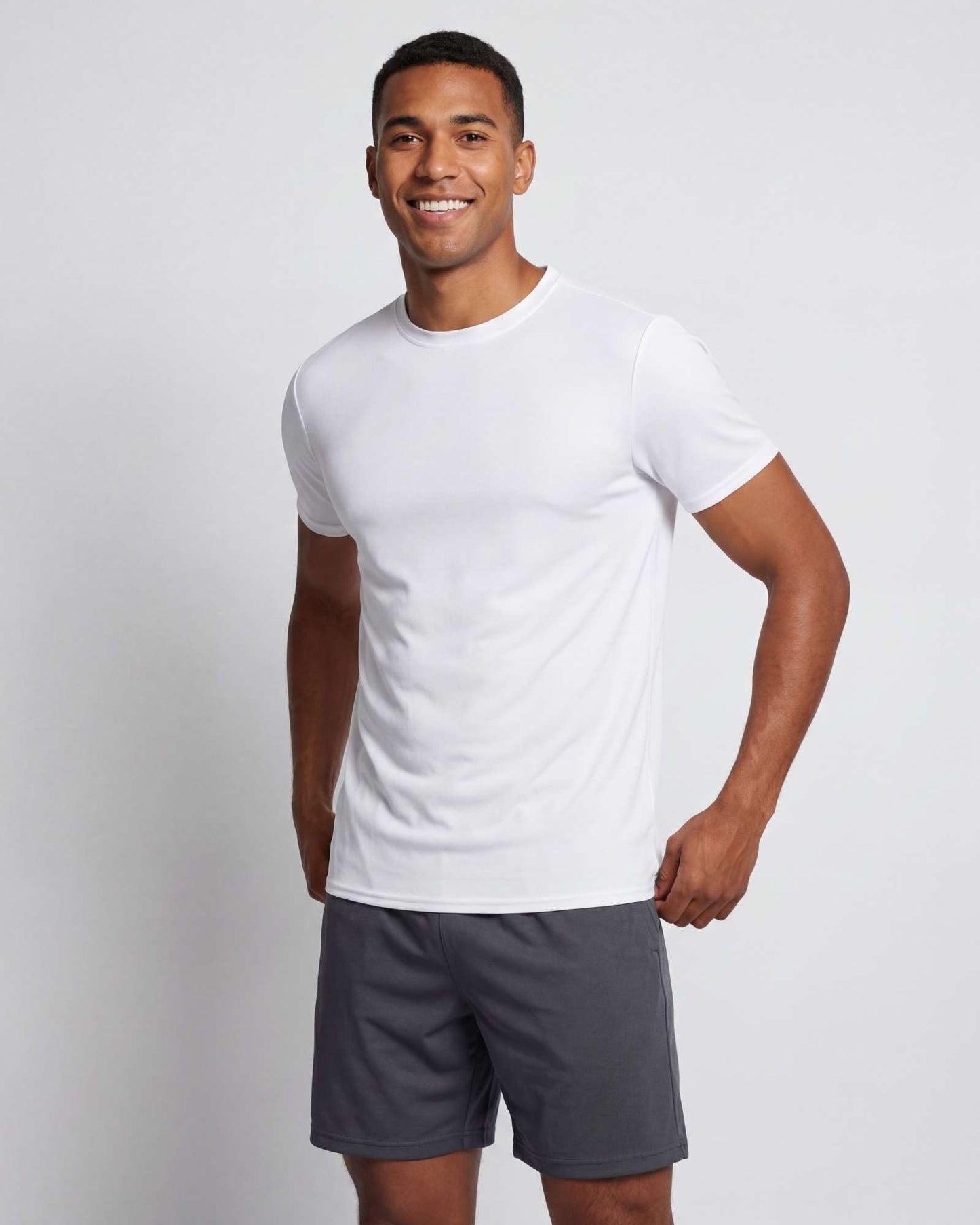 Real Essentials 5 Pack: Men's Dry-Fit Short Sleeve Crew Neck T Shirts Fitness Running Gym Workout Cool Exercise Athletic Tee, Set 9, Small