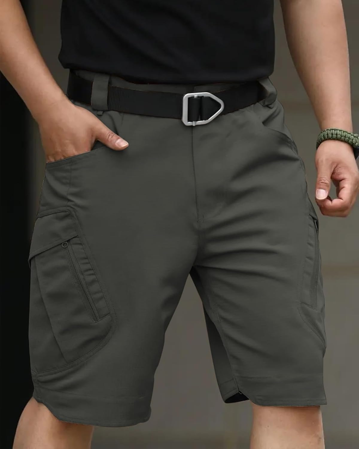 Whox Men's Hiking Cargo Shorts - Tactical Waterproof Design with 6 Pockets for Work & Outdoor Activities