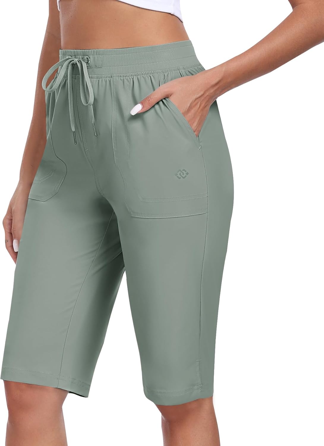 MoFiz Women's Quick-Dry Hiking Shorts - 13" Knee Length, Water-Resistant, 3 Pockets | Athletic Travel Golf Bermuda
