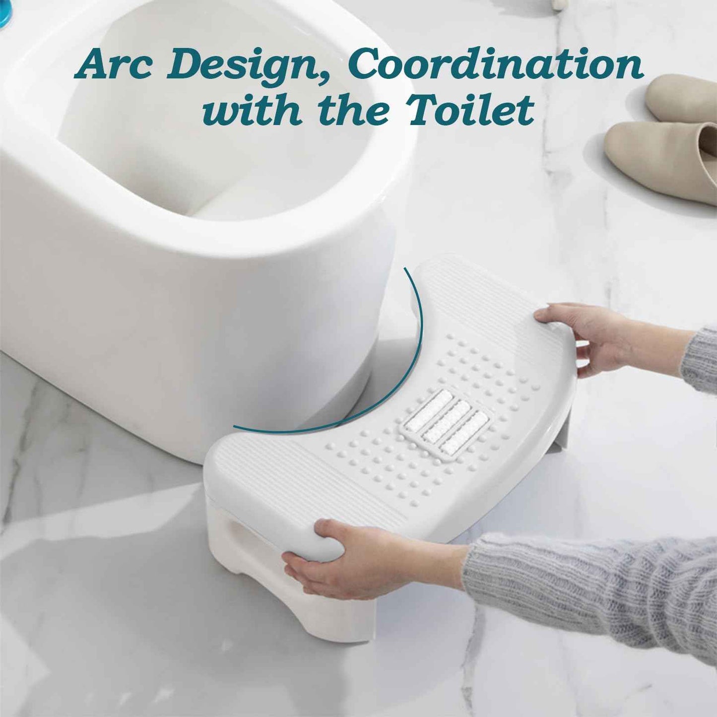 Bathroom, Non-Slip Foldable Poop Adult White, 7 Inch Assistance Step Massage Soles of The Feet Toilet Step Stool, Suitable for Shower, Study, Living Room