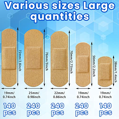 Lounsweer 1000 Pcs Assorted Fabric Adhesive Bandages - Bulk First Aid Kit for Families