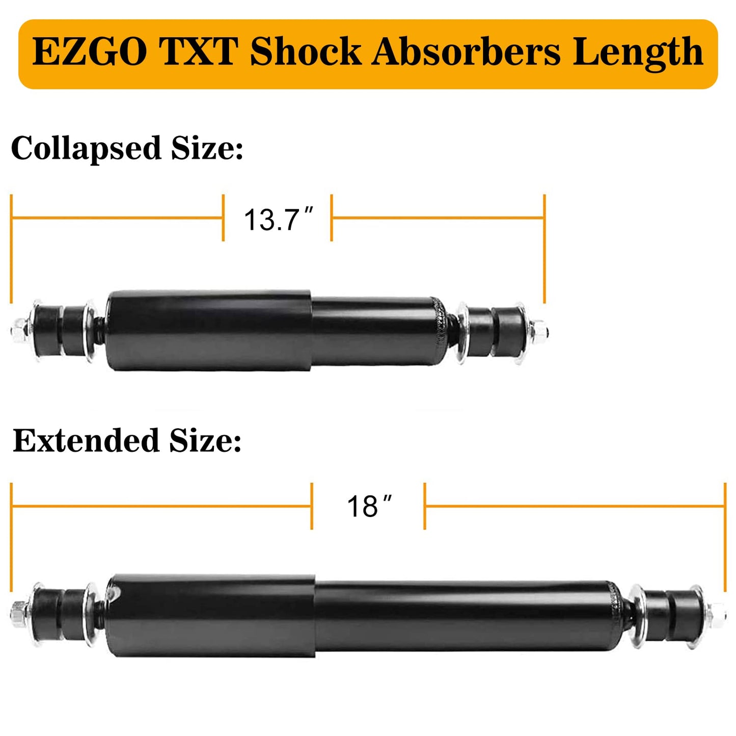 EZGO TXT Shocks EZGO Golf Cart Front and Rear Shock Absorbers Fit for 1994-Up Gas and Electric Medalist EZGO TXT Golf Carts Replaces OEM #70248-G01, 76418-G01, 70324-G01,Nivel Part #5006（4PCS）