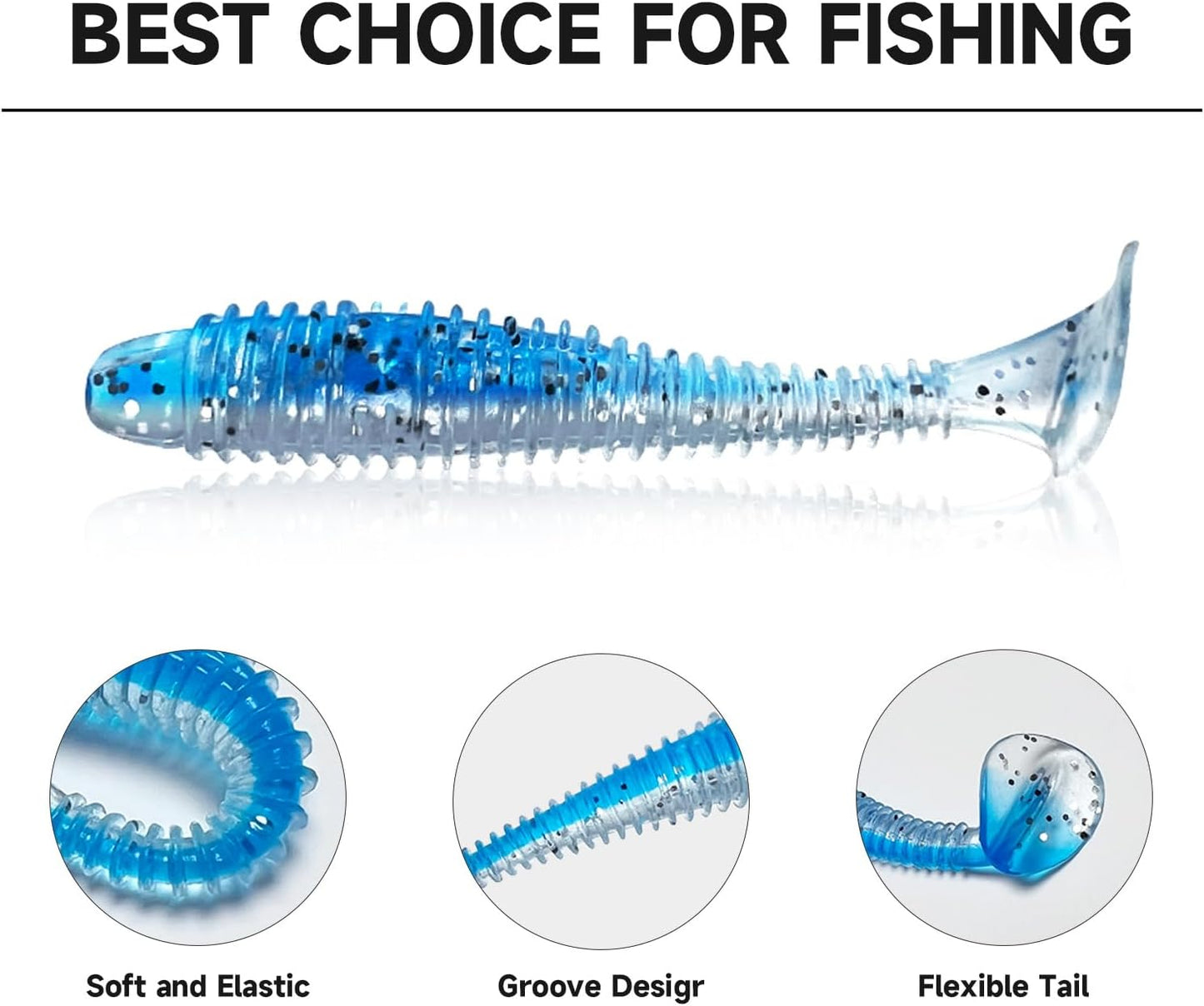 Skiennix Soft Fishing Lures - 3" Paddle Tail Swimbaits with Unique Vibrating Action | 96 Pcs in 8 Colors