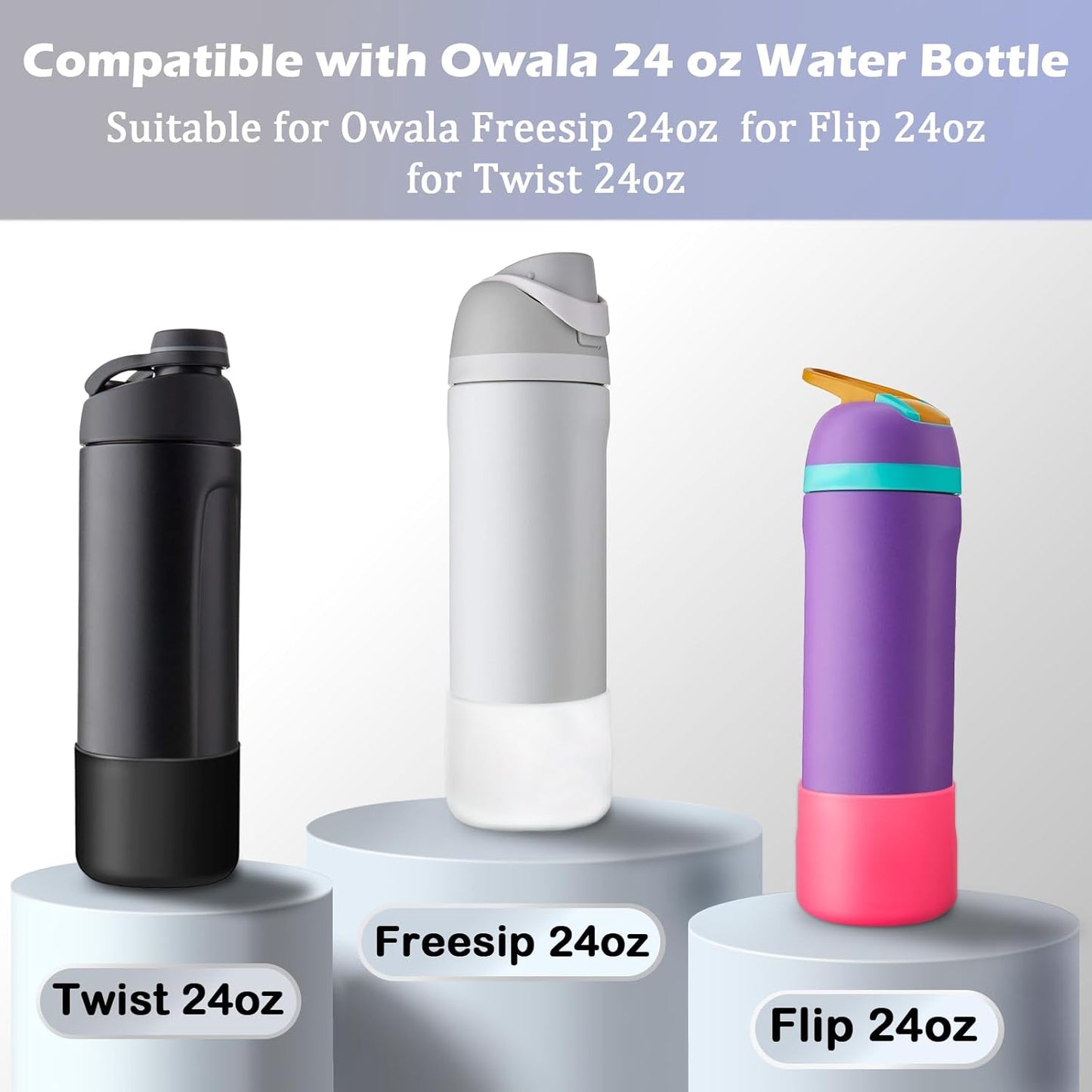 Owala Silicone Boot | 2-Pack Noise Reduction Rubber Bottom Protector for 24 oz Water Bottle