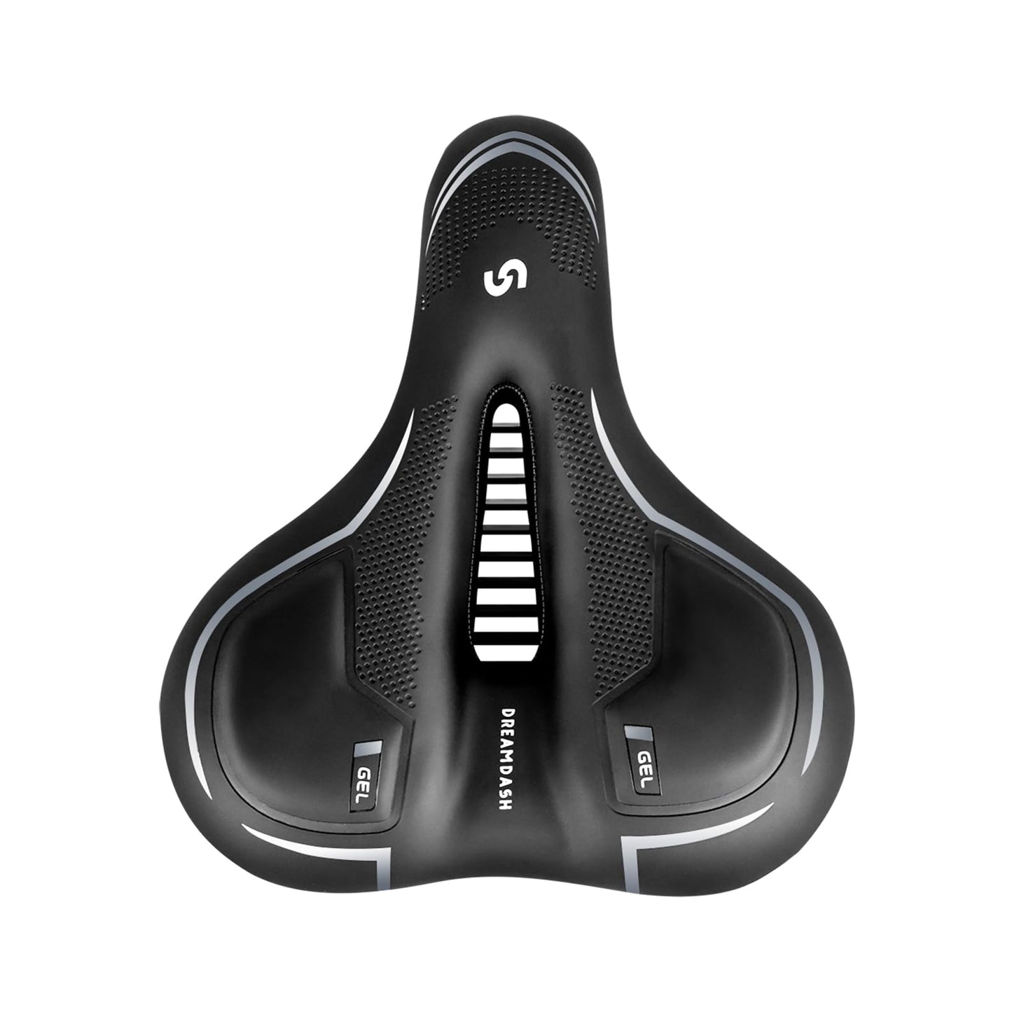 DREAMDASH Comfort Bike Saddle,Waterproof PU Bicycle Seat with Silicone Gel & Memory Foam Shock Absorbing,25x21cm Soft Bike Seat Replacement for Men Women,Mountain City Stationary Spin Bike