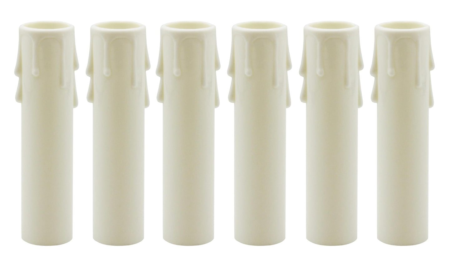 Creative Hobbies 4 Inch Tall Ivory Plastic Drip Look Candle Socket Covers for Chandeliers - Candelabra Base | 6 Pack