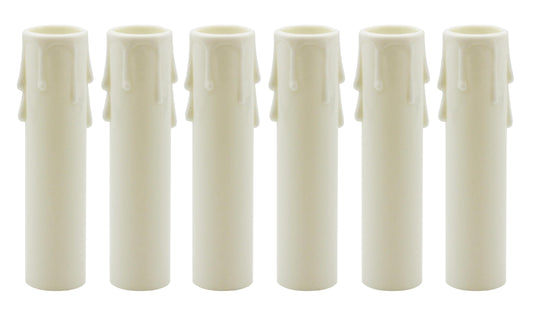 Creative Hobbies 4 Inch Tall Ivory Plastic Drip Look Candle Socket Covers for Chandeliers - Candelabra Base | 6 Pack