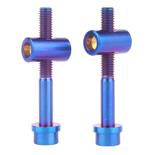 UHDFBDHF 2PCS Titanium M5x40mm Bolt Nut Washer Bicycle SeatPost Fixed Bolt (Burnt Blue)